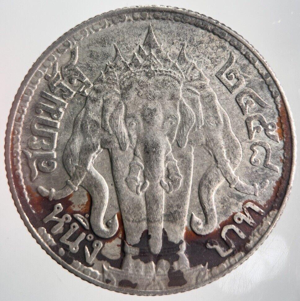 1919-1921 Thailand 4 Salung 1 Baht Rama VI Silver Coin | Very High Grade