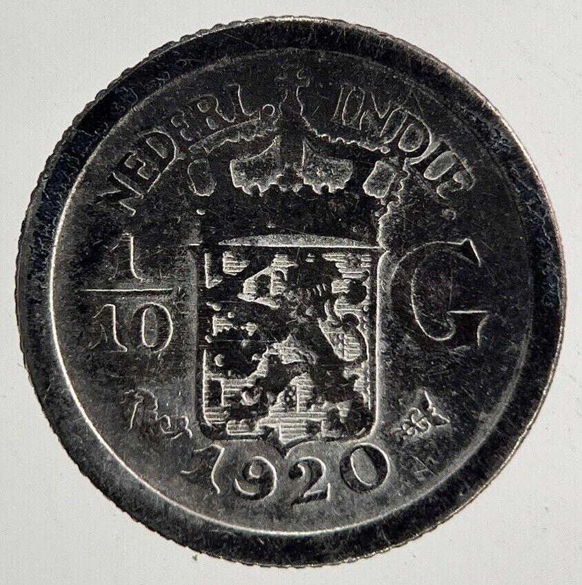 1920 Netherlands 1/10 Gulden East Indies Silver Coin | Collectable Grade
