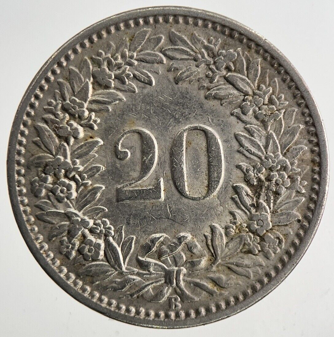 1920 Switzerland Swiss 20 Rappen Coin | Fine Collectable Grade