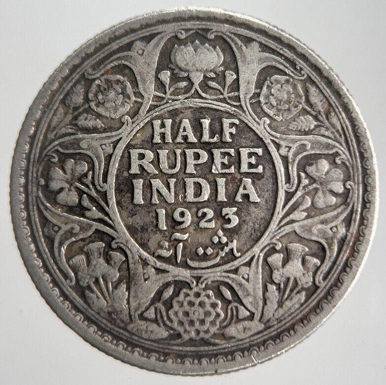1923 Indian 1/2 Half Rupee Silver Coin | Fine Collectable Grade | a4509
