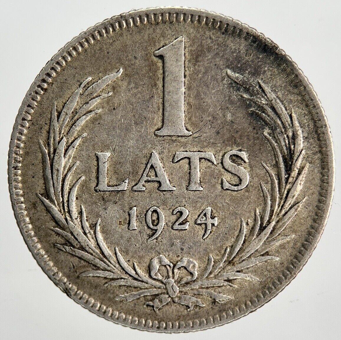 1924 Latvia 1 One Lats Silver Coin | Fine Collectable Grade | a1998