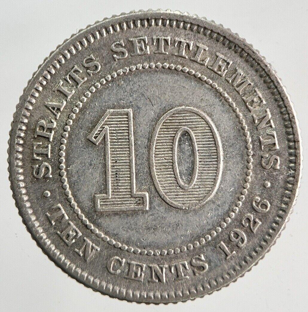 1926 Straits Settlements 10 Cents Silver Coin | Fine Collectable Grade