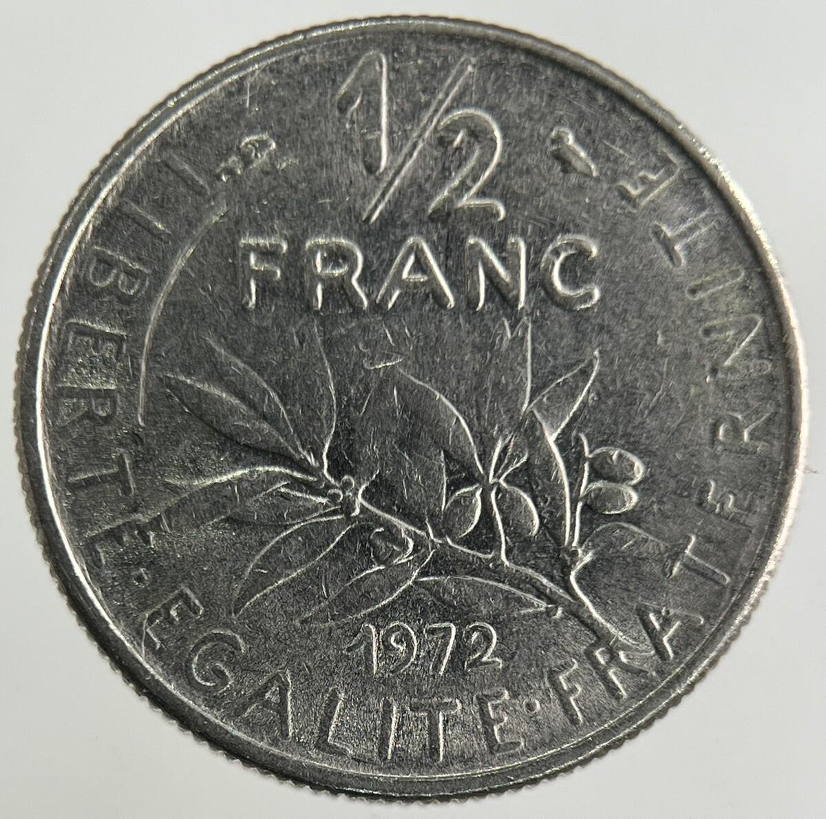 1972 France 1/2 Half Franc Coin | Fine Collectable Grade