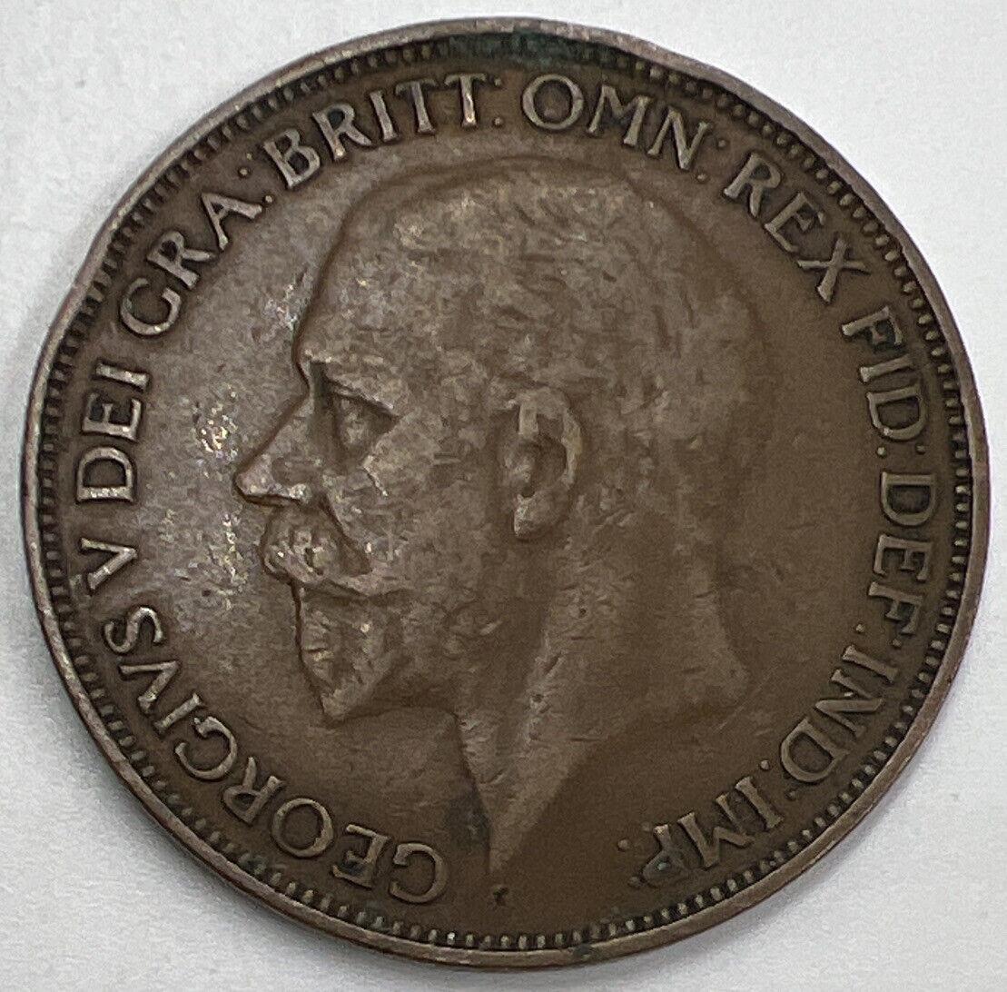 1927 Penny George V | British Copper Coin | Collectable Grade | a315