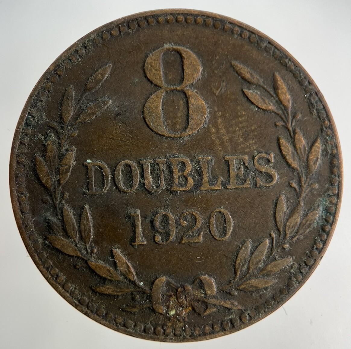 1920 Guernsey 8 Doubles Coin | Fine Collectable Grade