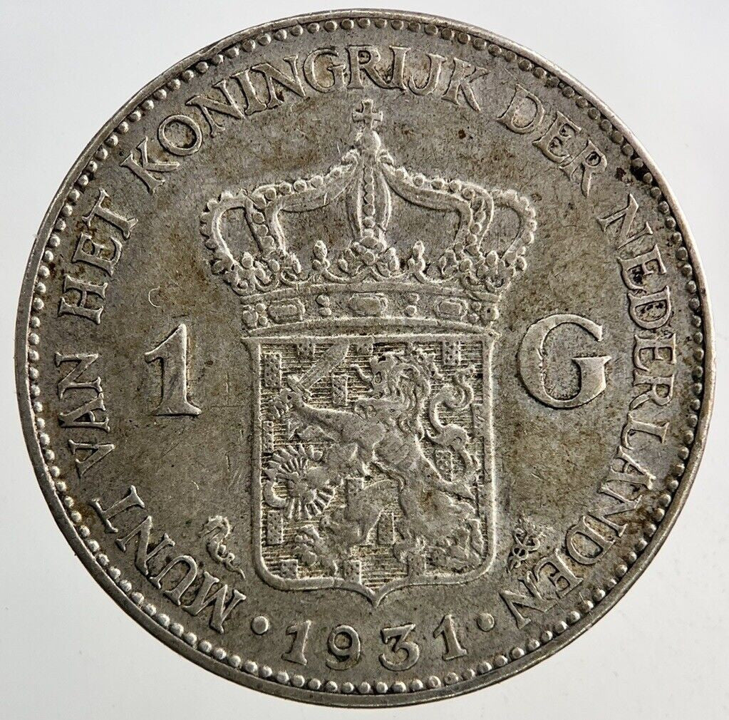1931 Netherlands 1 Gulden Silver Coin | Fine Collectable Grade