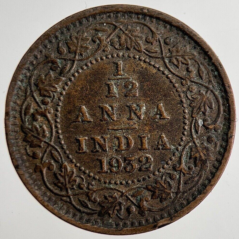 1932 India 1/12 Anna Coin | Very High Grade | a8858