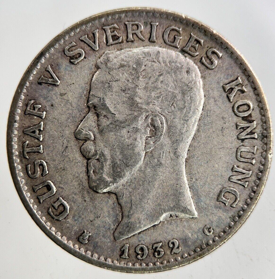 1932 Sweden 1 Krona Silver Coin | Fine Collectable Grade