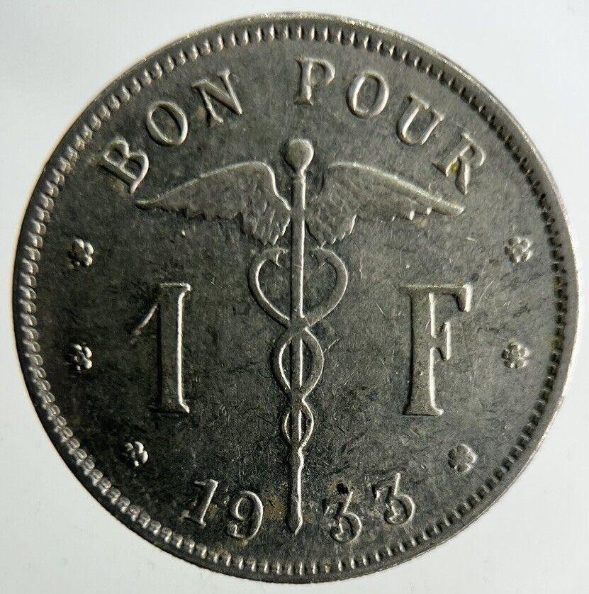 1933 Belgium 1 Franc Coin | Fine Collectable Grade