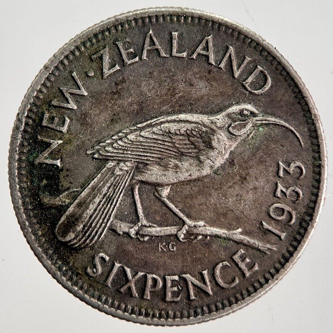 1933 New Zealand Sixpence Silver Coin | Very High Grade | a7119
