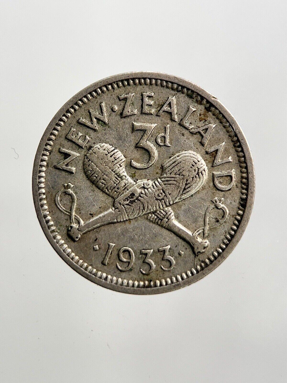 1933 New Zealand Threepence Silver Coin | Fine Collectable Grade | a3442