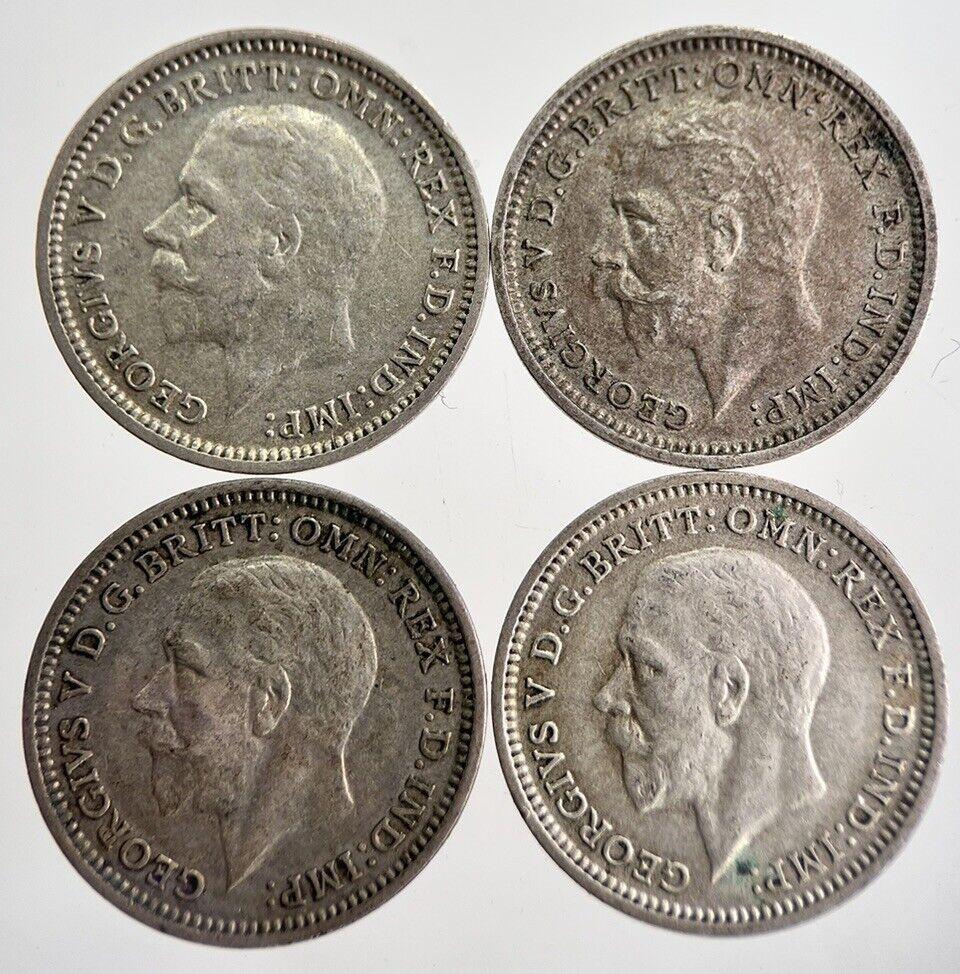 1933/34/35/36 George V Threepence Silver Coins | Very High Grade | a8730
