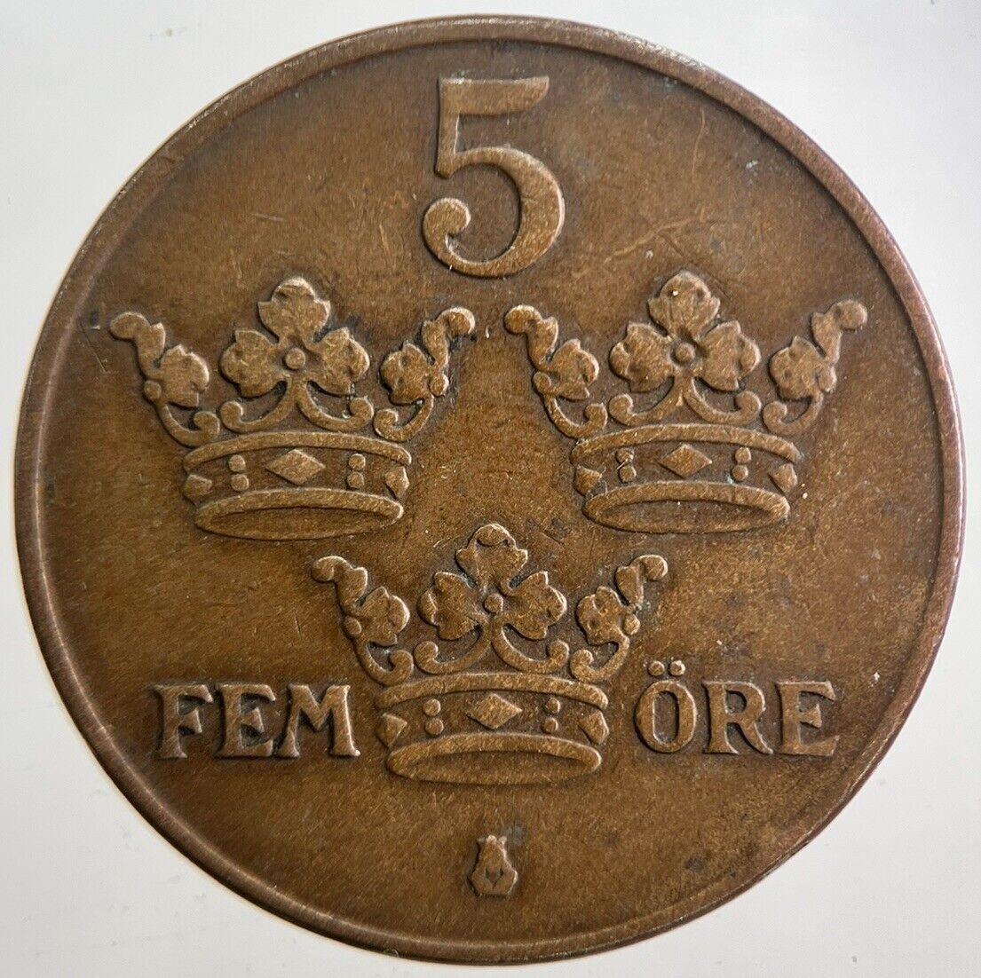 1935 Sweden 5 Ore Coin | Very High Grade | a4886