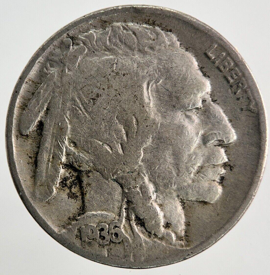 1936 US USA Buffalo Indian Head Nickel Coin | Fine Collectable Grade | a8652