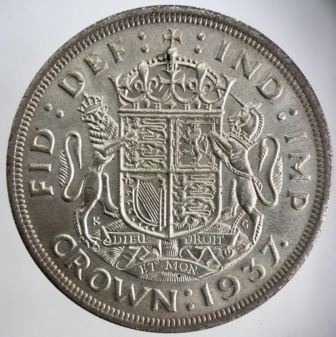 1937 George VI One Crown Silver Coin | Very Fine Grade | a4922