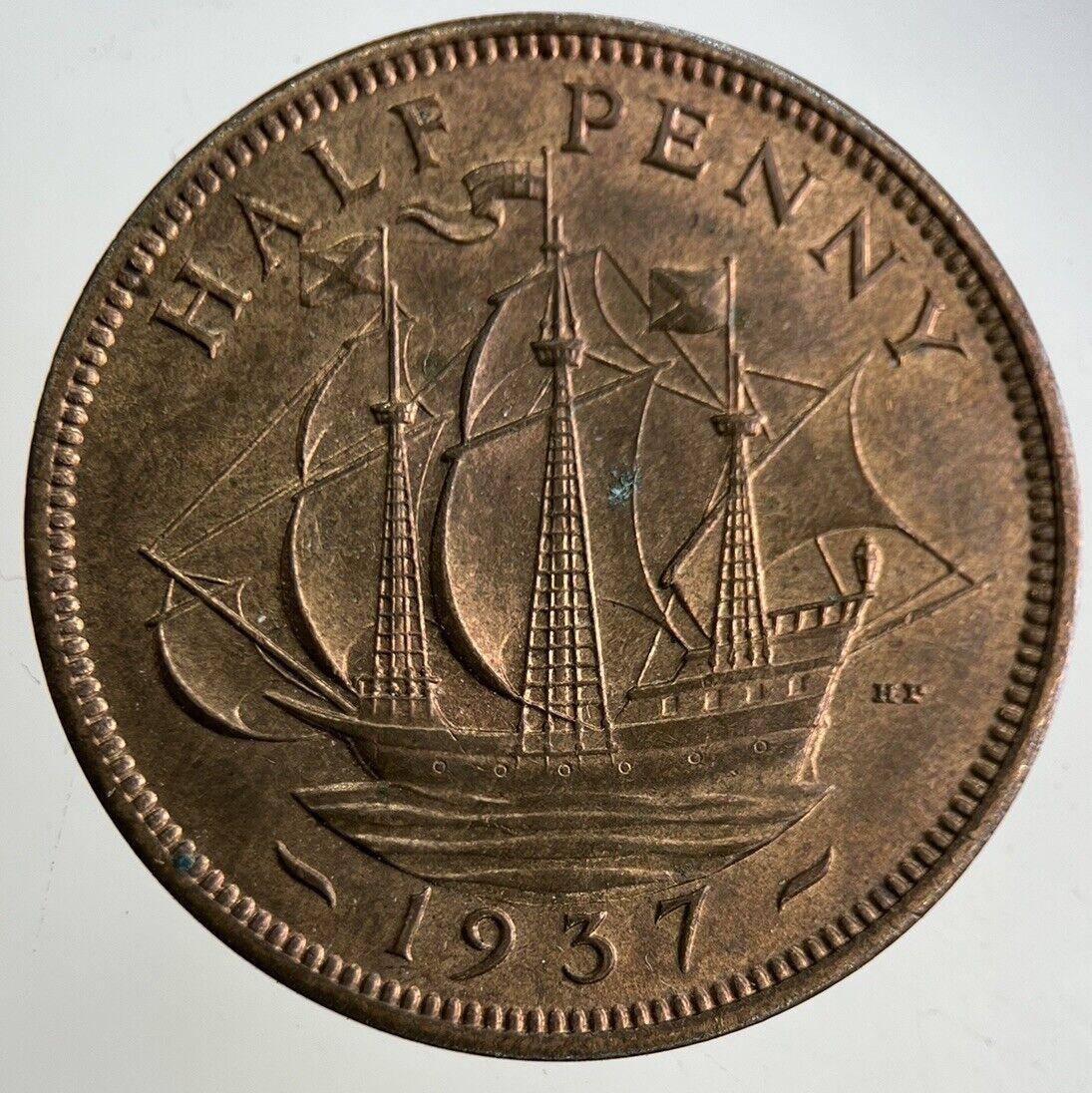 1937 George VI Half-Penny Coin | Very Fine Grade