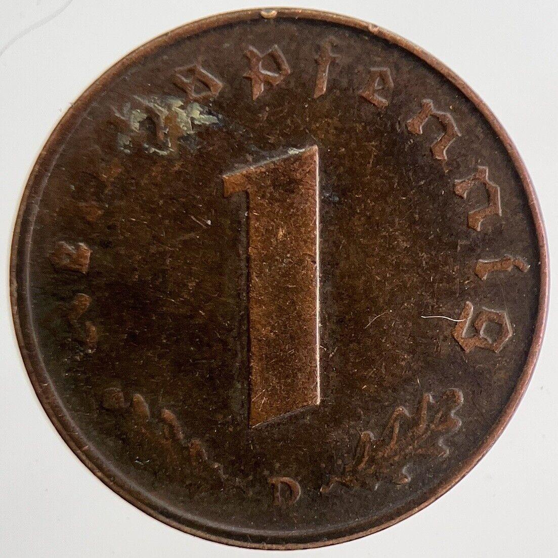 1937 Germany Nazi 1 Pfennig Coin | Fine Collectable Grade