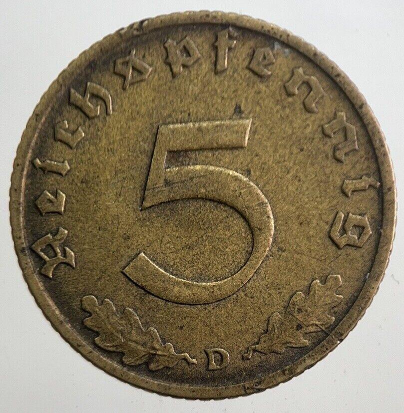1938-D Germany Nazi 5 Pfennig Coin | Collectable Grade | a7792