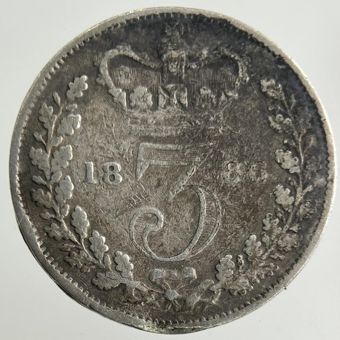 1886 Victoria Threepence Silver Coin | Fine Collectable Grade