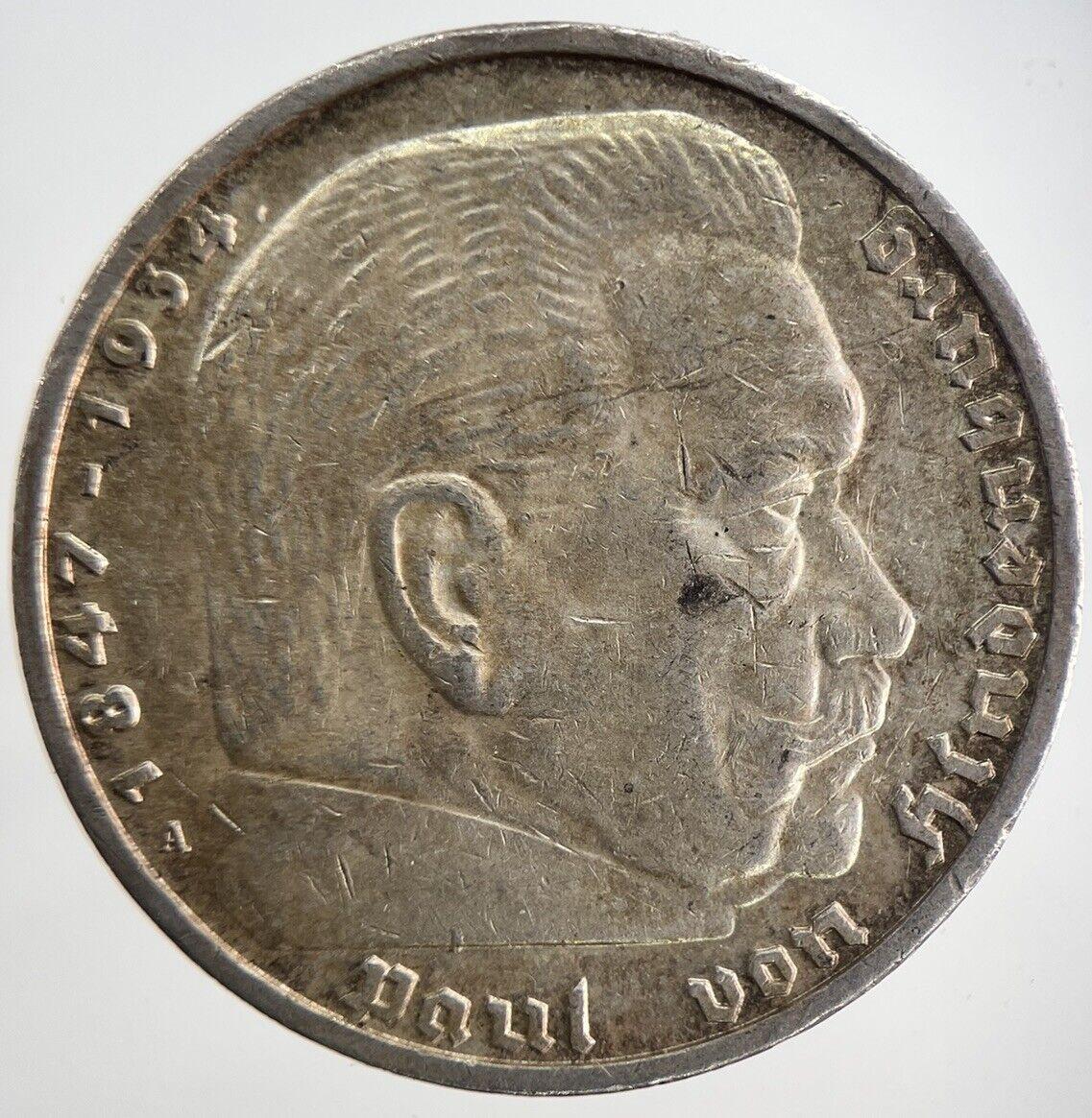 1939 Germany Nazi 5 Mark Silver Coin | Very High Grade