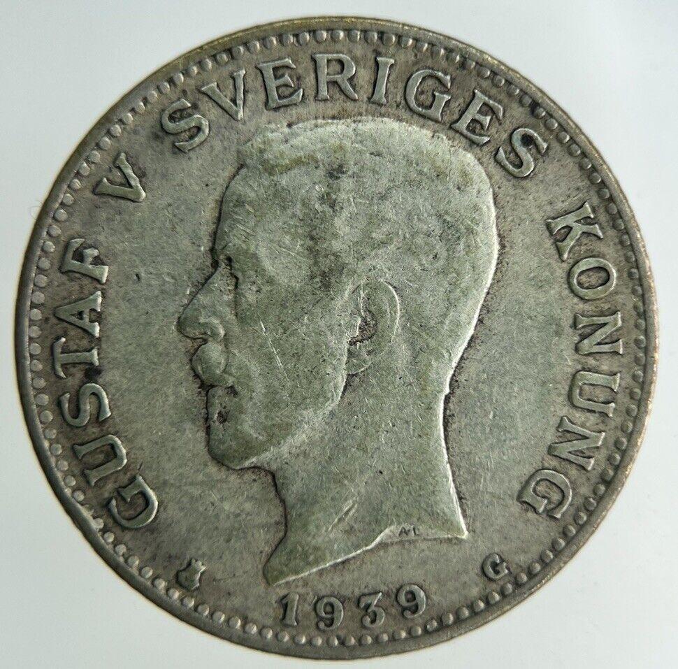 1939 Sweden 1 Krona Silver Coin | Fine Collectable Grade