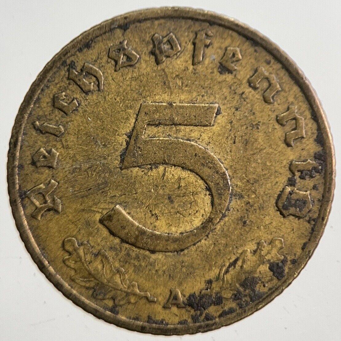 1939-A Germany Nazi 5 Pfennig Coin | Very High Grade | a7790