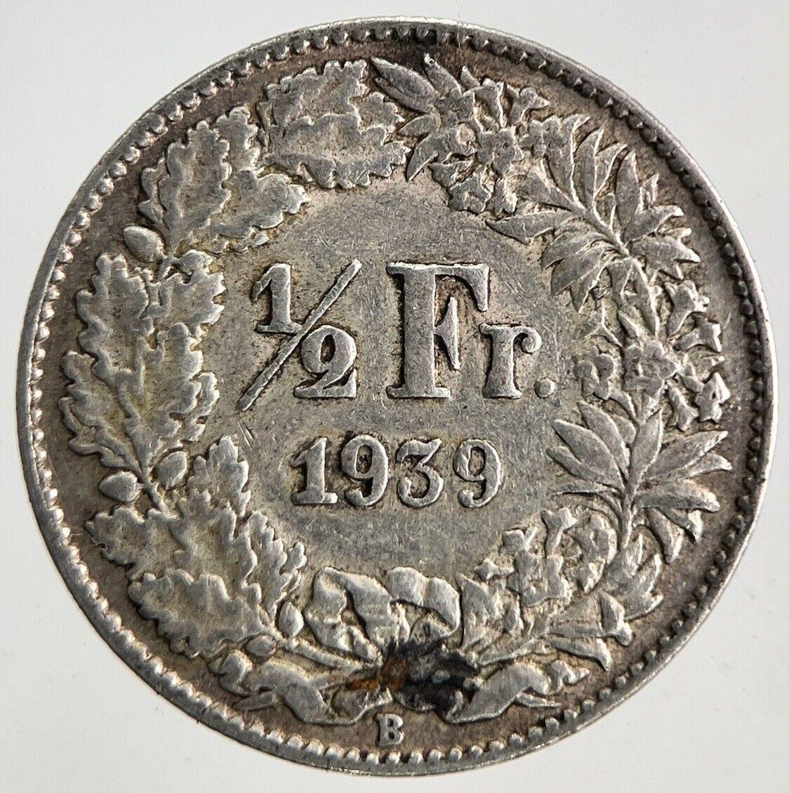 1939 Switzerland Swiss 1/2 Half Franc Silver Coin | Very High Grade