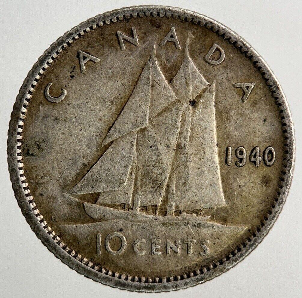 1940 Canada 10 Cents Silver Coin | Fine Collectable Grade