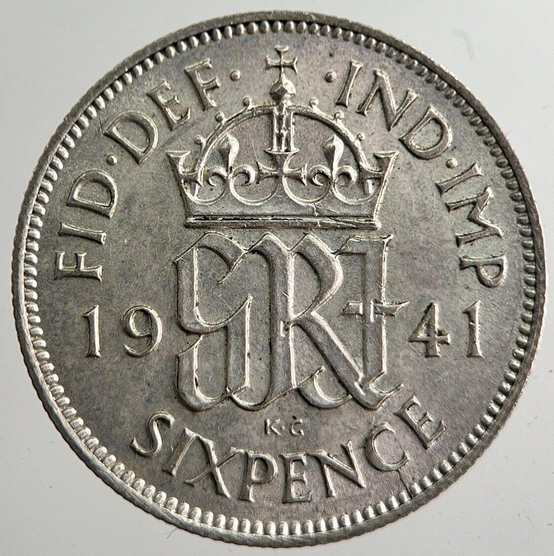 1941 George VI British Sixpence Silver Coin | Very High Grade | a8272