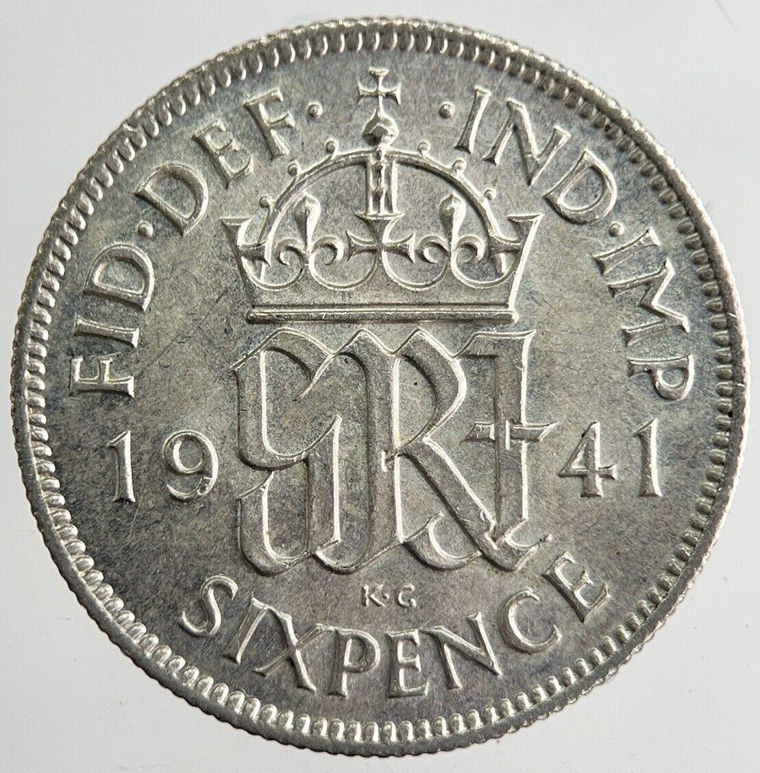 1941 George VI Sixpence Silver Coin | Very High Grade | a8159