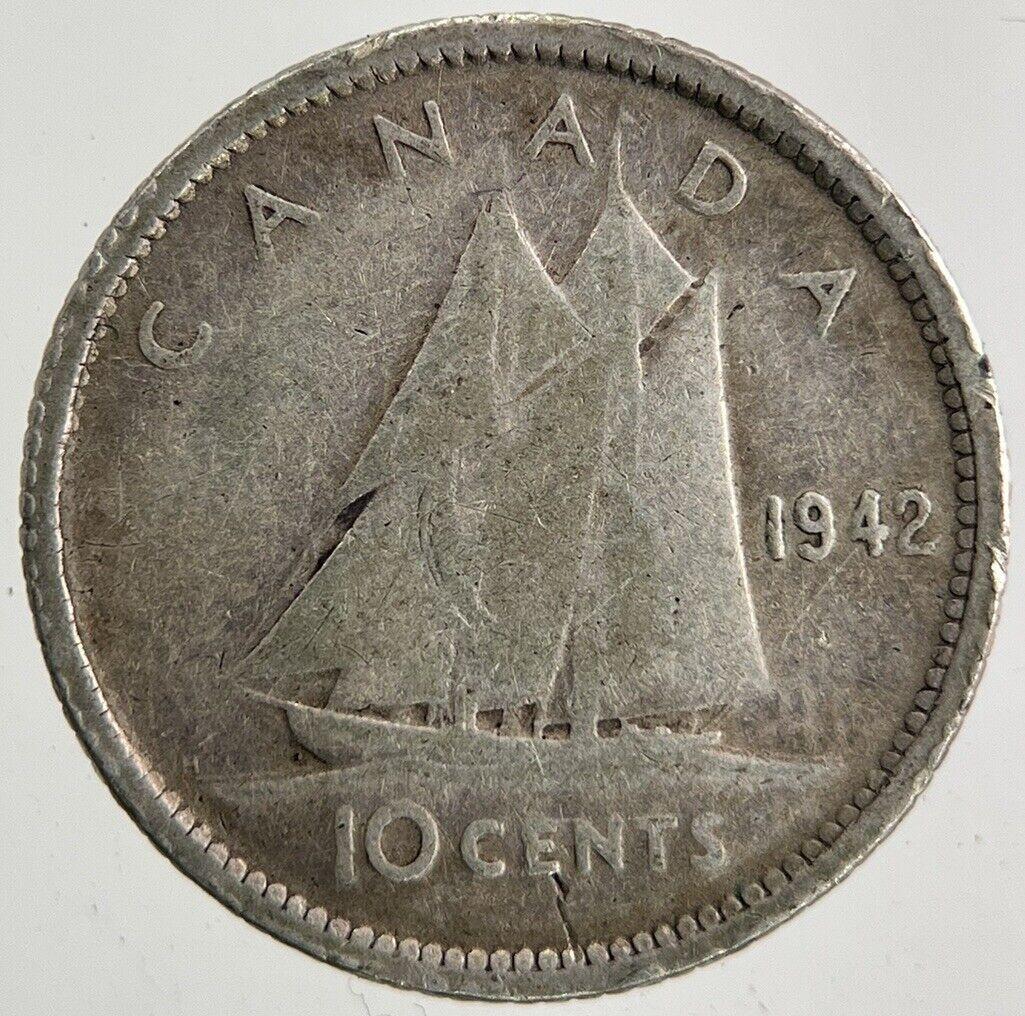 1942 Canada 10 Cents Silver Coin | Fine Collectable Grade