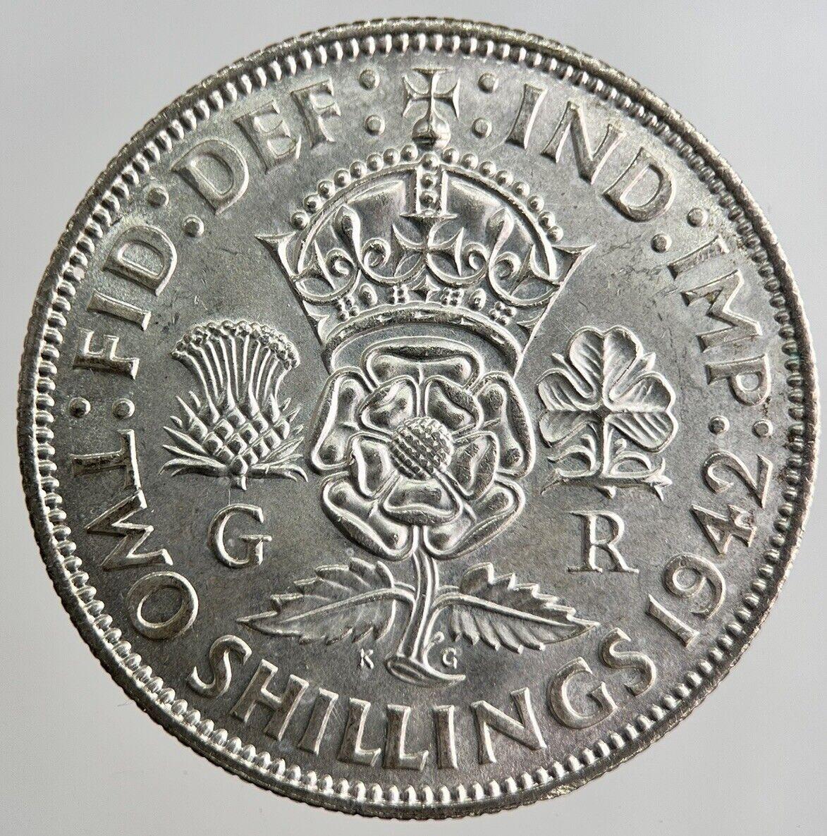 1942 George VI Florin Silver Coin | Very High Grade | a8181