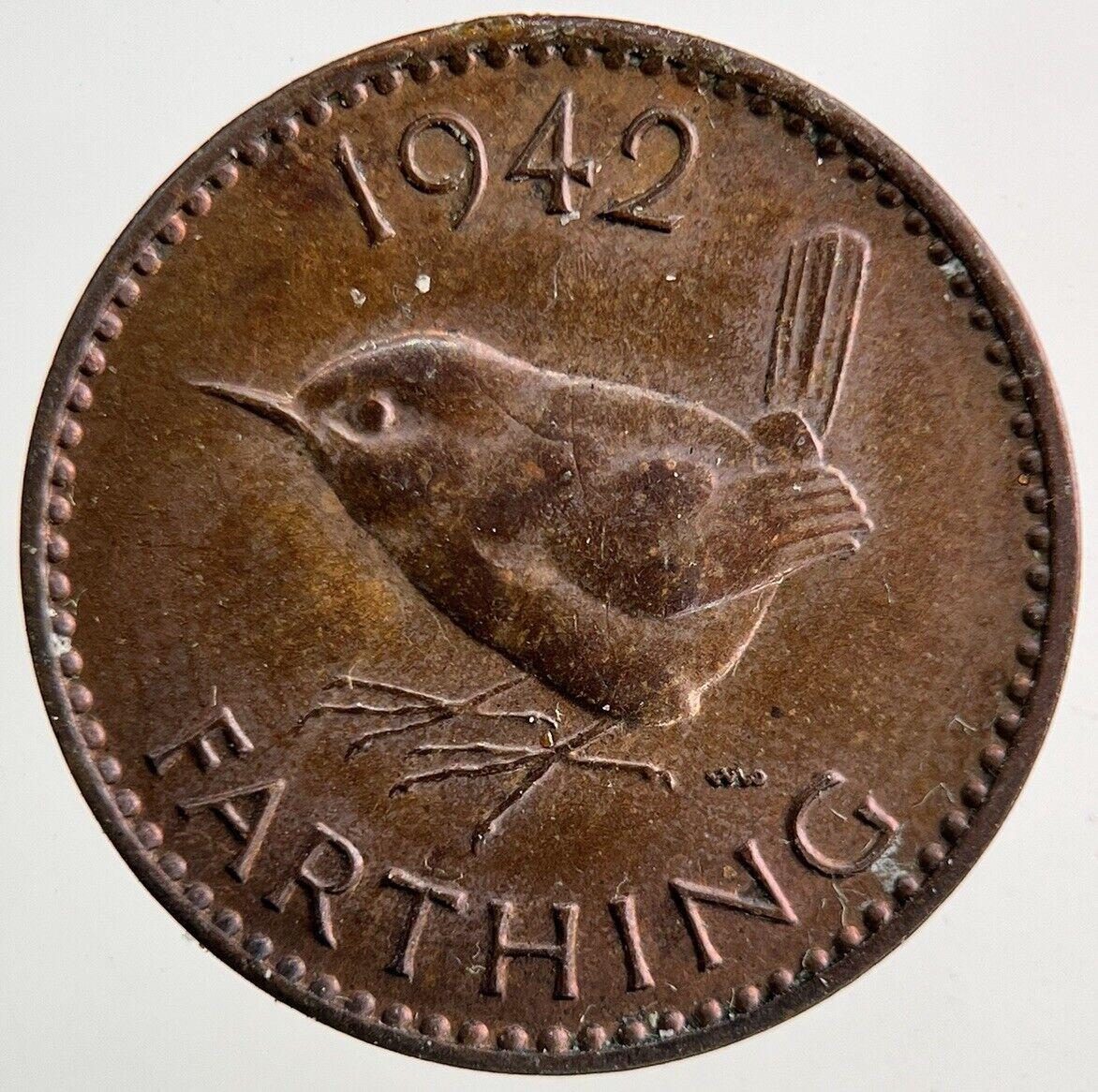 1942 George VI Wren Farthing Coin | Very High Grade