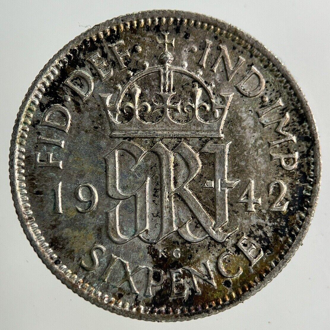 1942 George VI Sixpence Silver Coin | Very High Grade