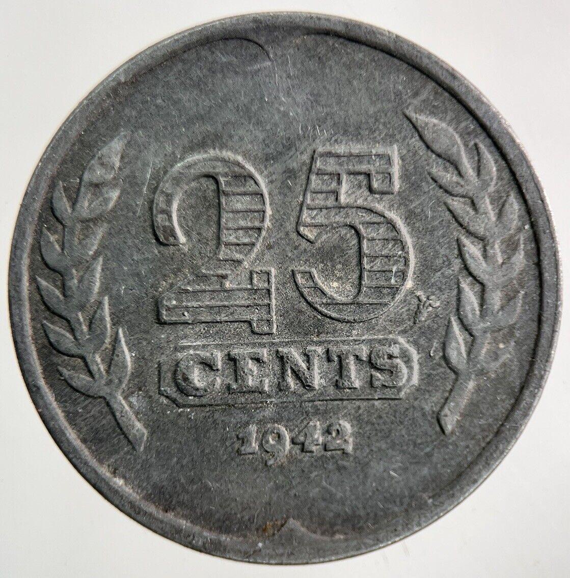 1942 Netherlands 25 Cents Coin | Fine Collectable Grade