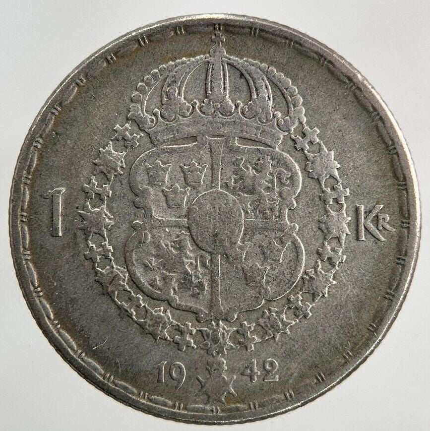 1942 Sweden 1 Krona Silver Coin | Collectable Grade