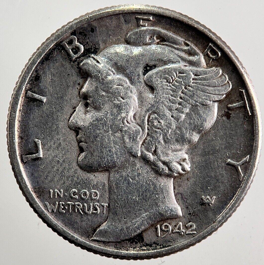 1942 US USA Mercury Dime Silver Coin | Very High Grade