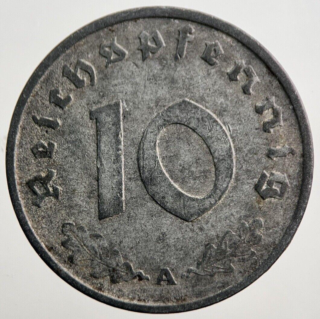 1942-A Germany Nazi 10 Pfennig Coin | Fine Collectable Grade | a127