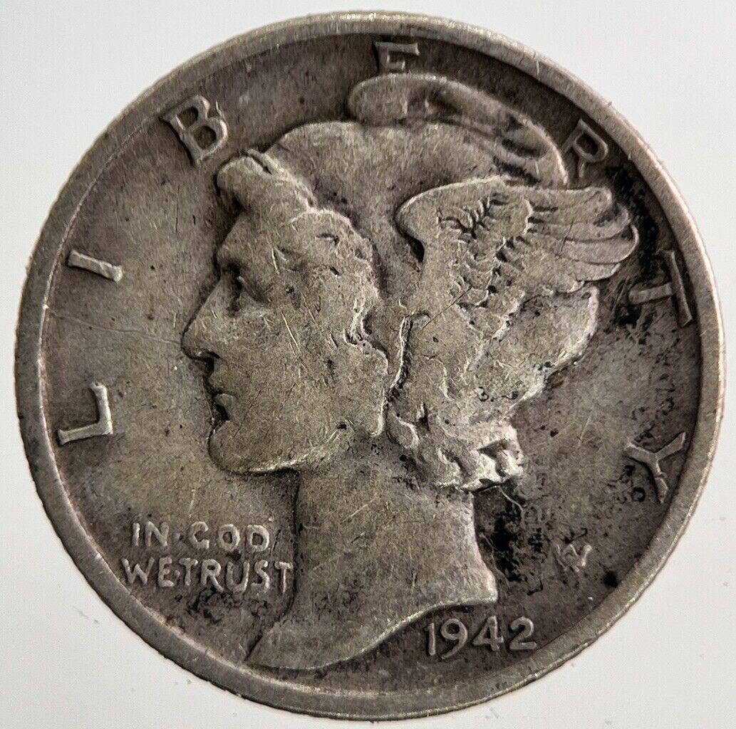 1942-S US USA Mercury Dime Silver Coin | Fine Collectable Grade