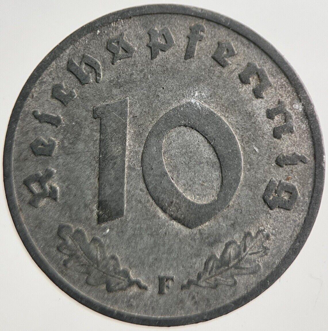 1942-F Germany Nazi 10 Pfennig Coin | Fine Collectable Grade | a7774