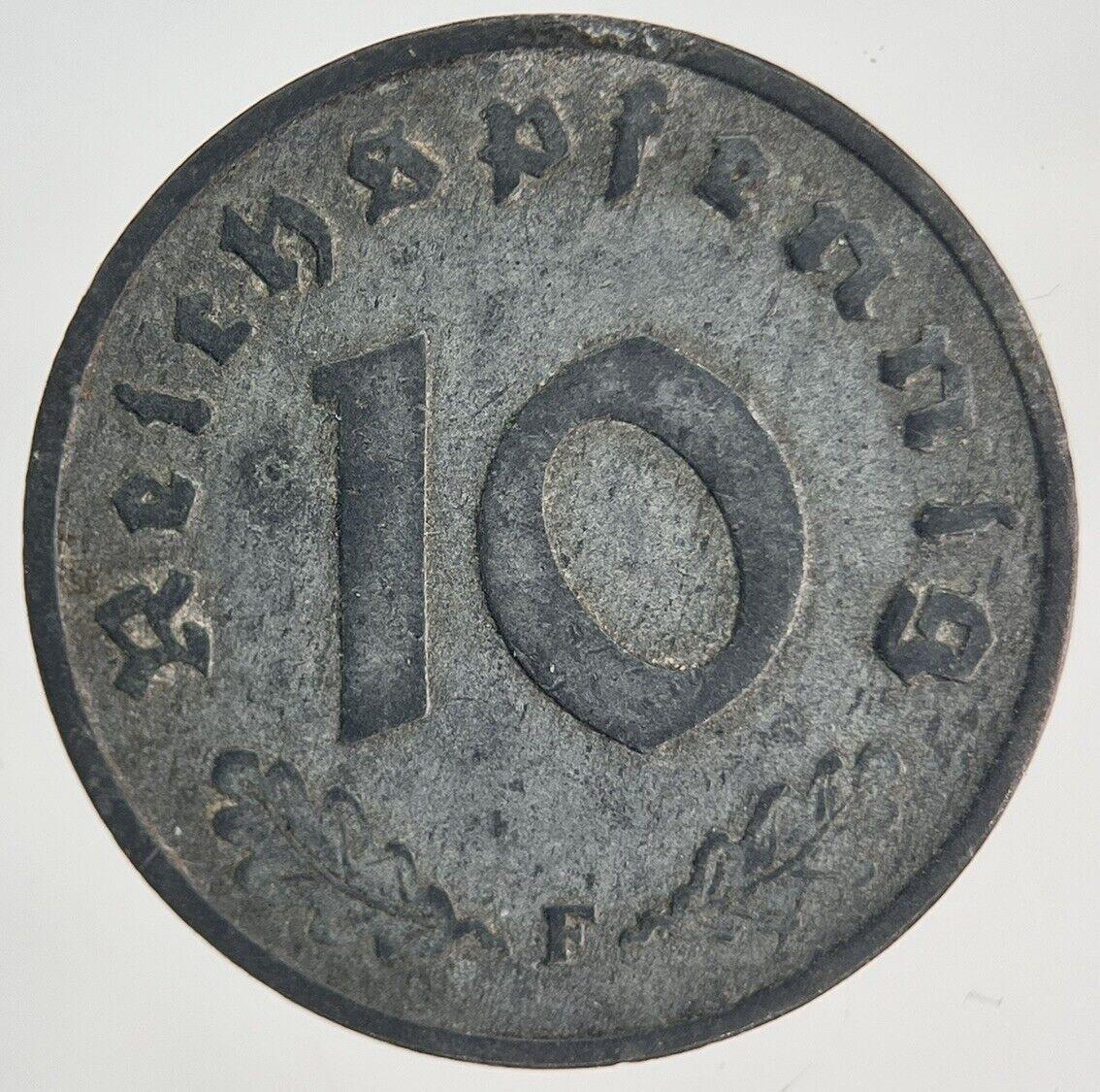 1942-F Germany Nazi 10 Pfennig Coin | Fine Collectable Grade | a1964