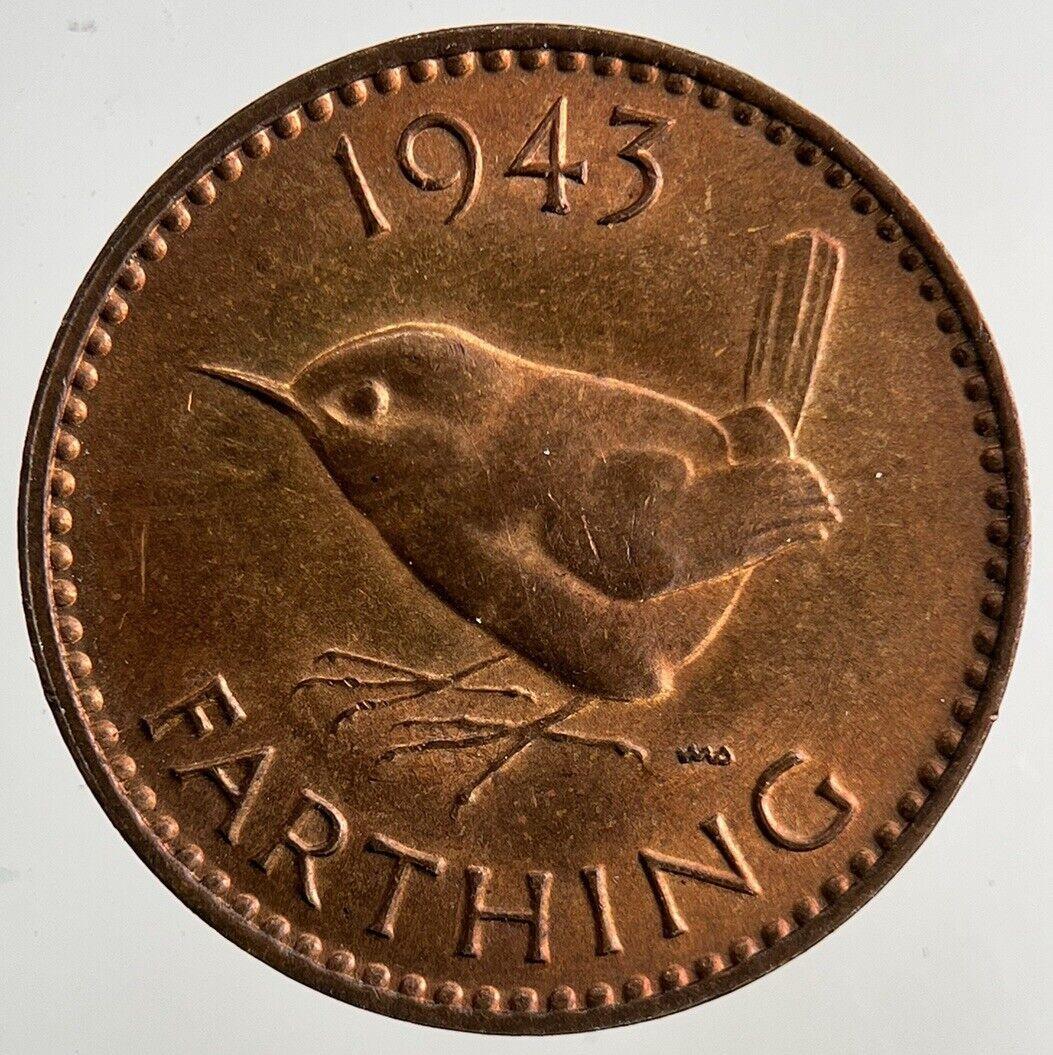 1943 George VI Wren Farthing Coin | Very High Grade
