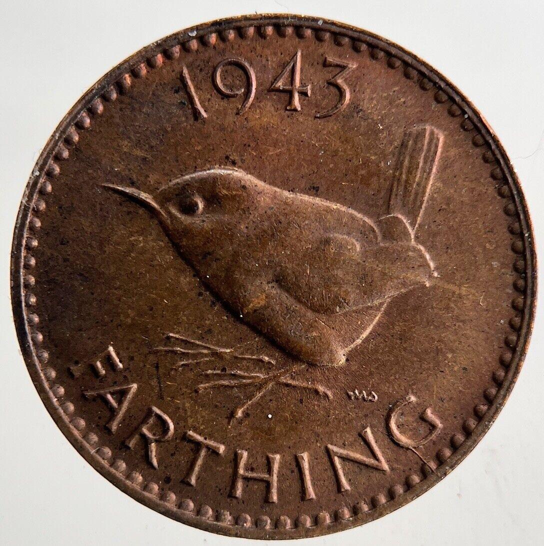 1943 George VI Wren Farthing Coin | Very High Grade