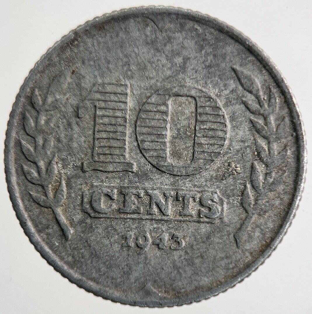 1943 Netherlands 10 Cents Coin | Fine Collectable Grade