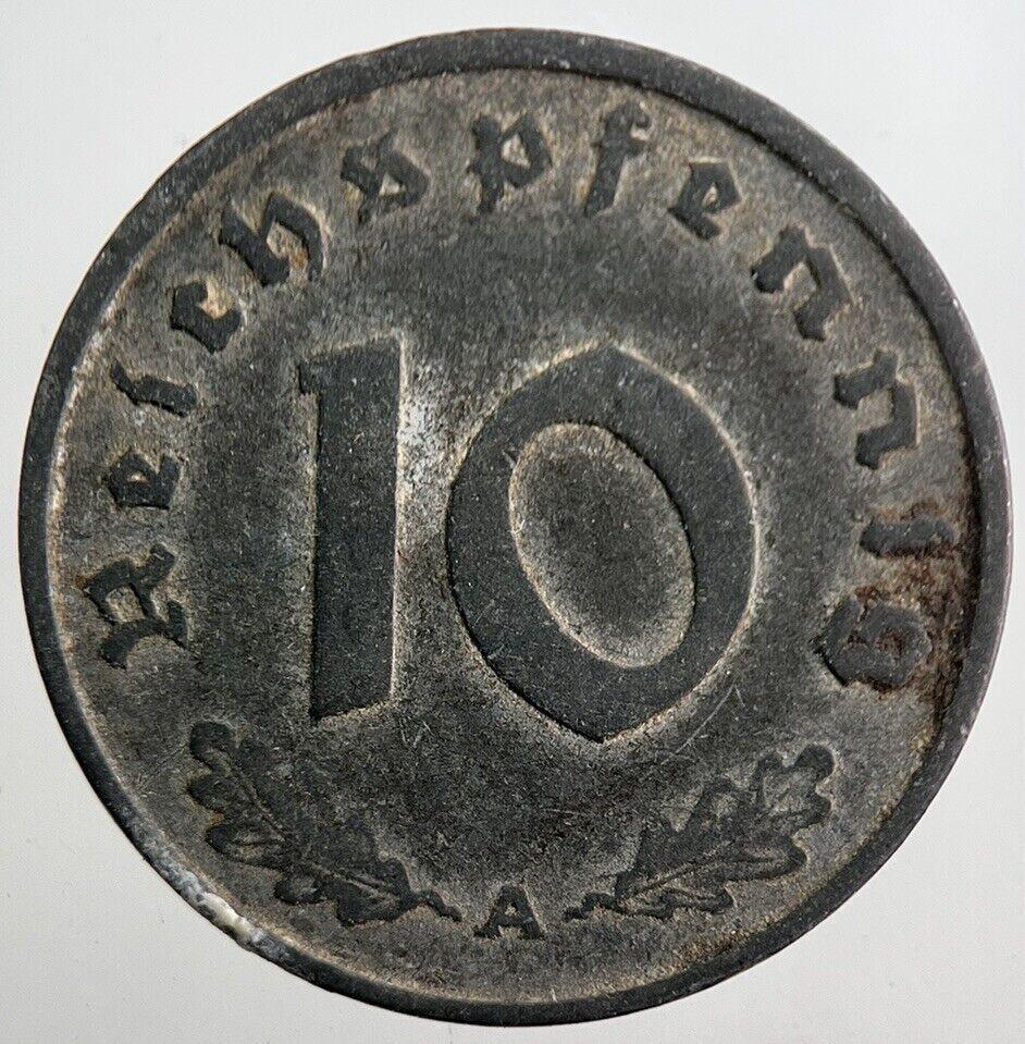 1943-A Germany Nazi 10 Pfennig Coin | Very High Grade | a7880