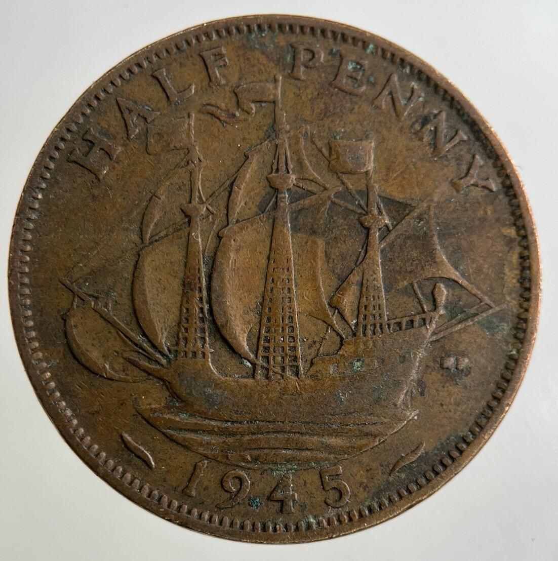 1945 George VI Half-Penny Coin | Collectable Grade