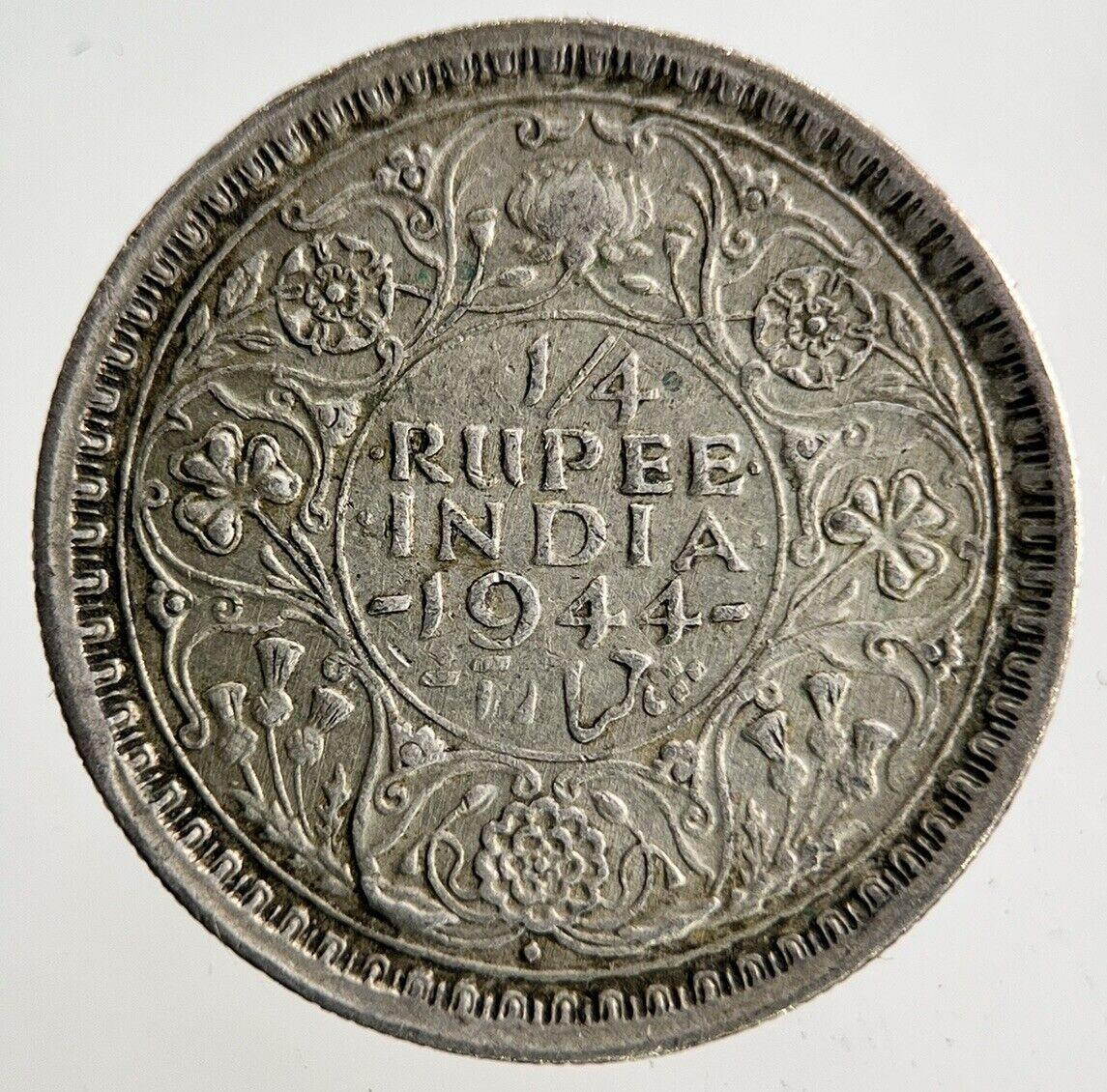 1944 India Quarter 1/4 Rupee Silver Coin | Fine Collectable Grade