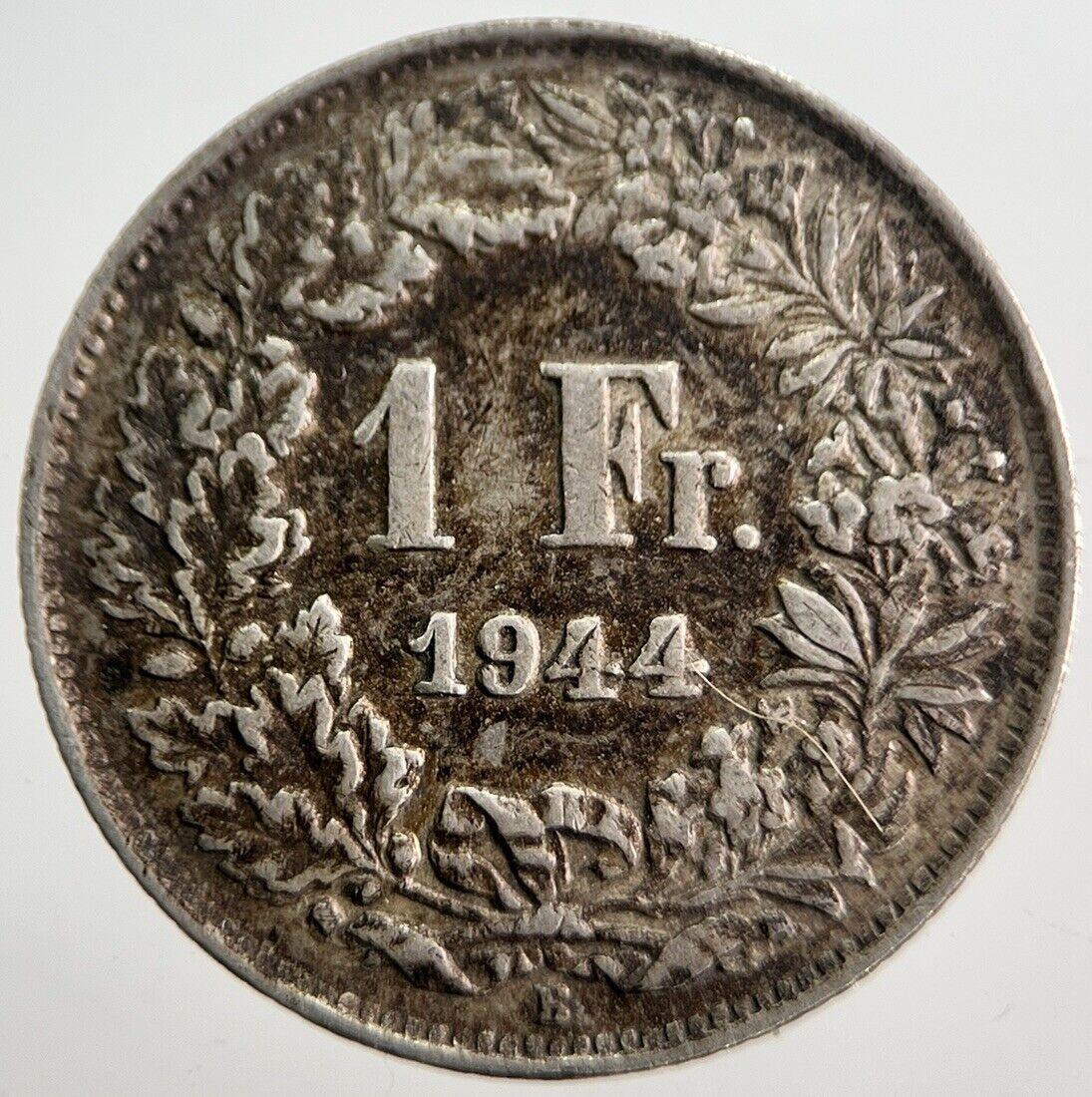 1944 Switzerland Swiss 1 One Franc Silver Coin | Fine Collectable Grade | a7266