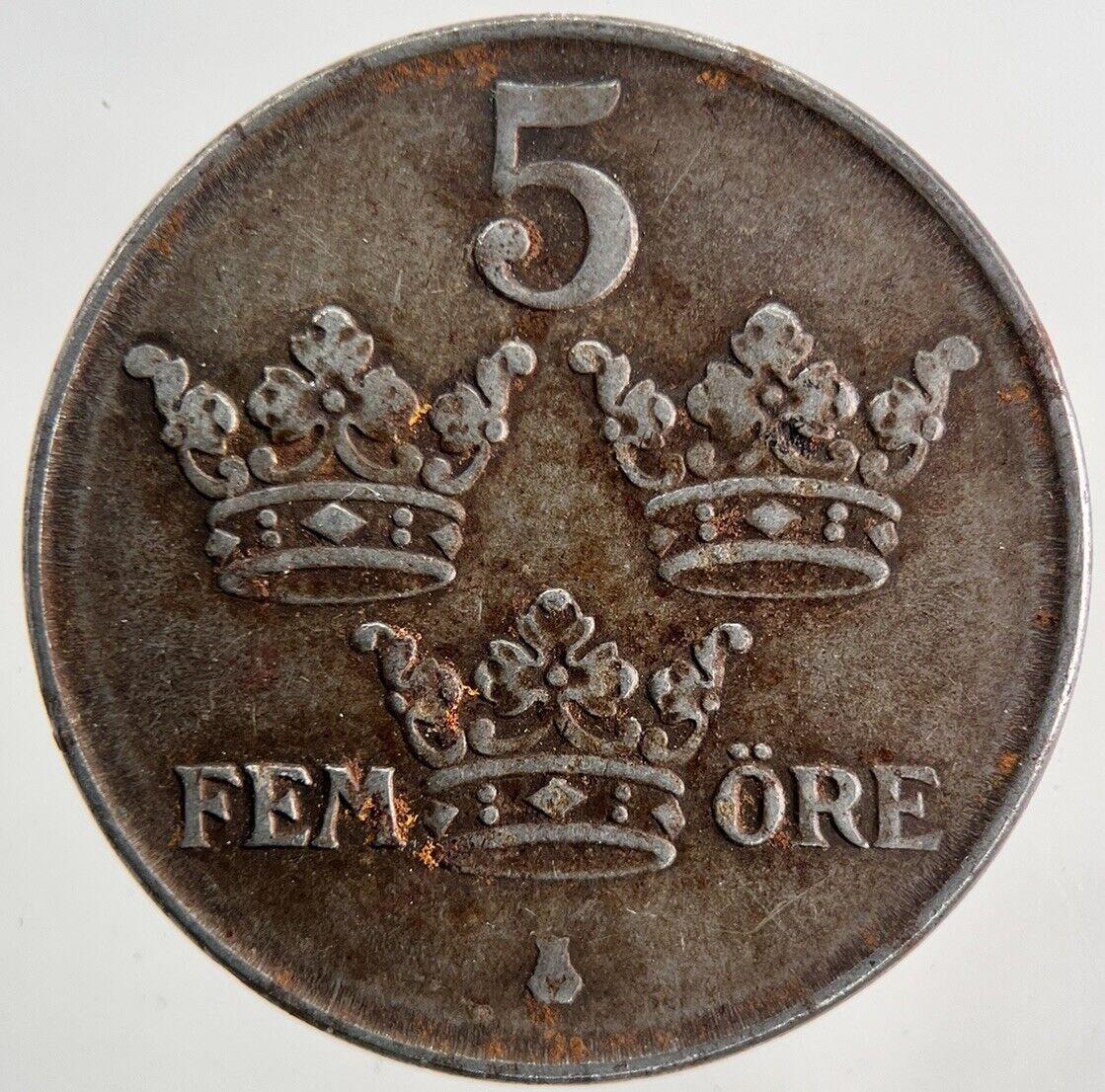 1944 Sweden 5 Ore Coin | Fine Collectable Grade