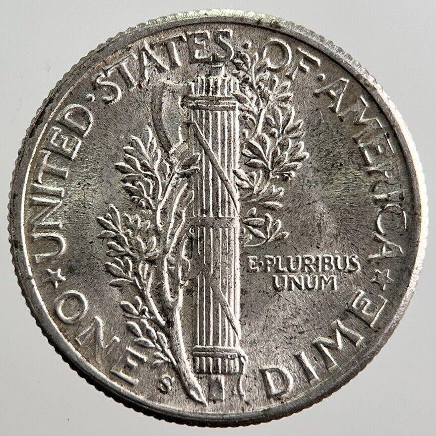 1944-S US USA Mercury Dime Silver Coin | Very High Grade